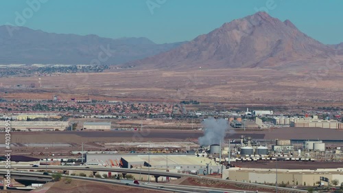 Sunny high angle view of the cityscape of Las Vegas