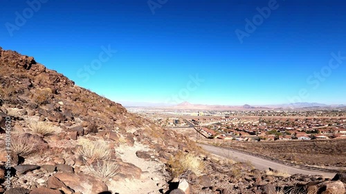Sunny high angle view of the cityscape of Las Vegas