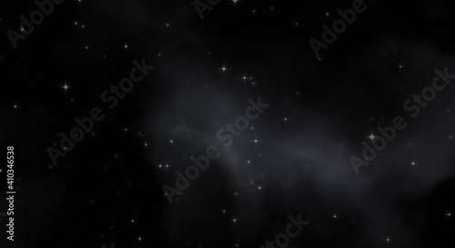 Star field in galaxy space with colorful nebula. Sci fi background of deep space. Ethereal wallpaper.