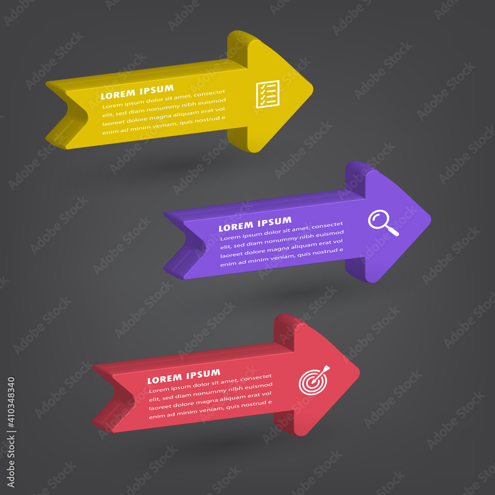 modern arrow 3D text box template, banner Infographics modern arrow 3D text box template, banner Infographics