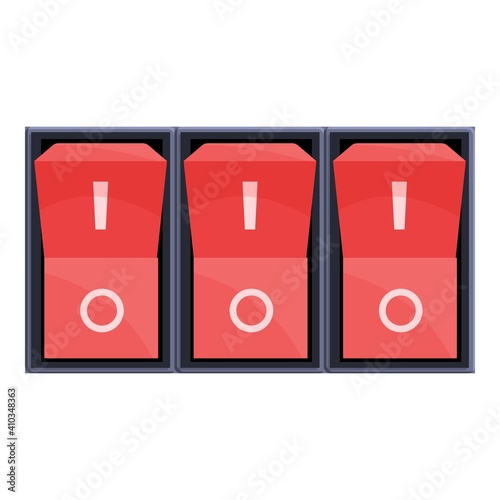 Red button breaker switch icon. Cartoon of red button breaker switch vector icon for web design isolated on white background