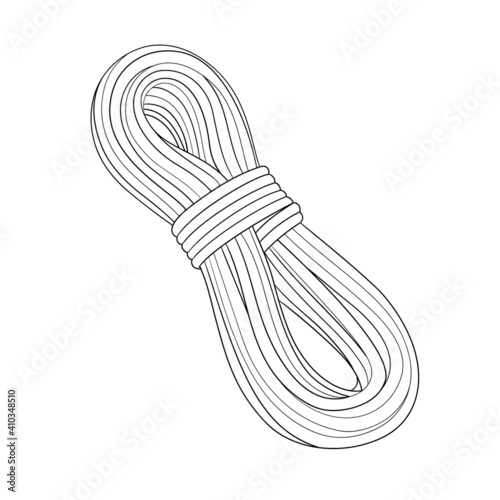 Rope. Vector illustration. Black and white technical drawing.