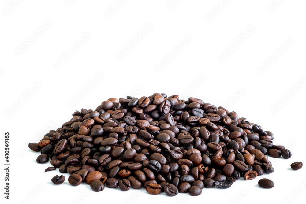 Dark roast coffee beans background, top view Dark roast coffee beans background, top view