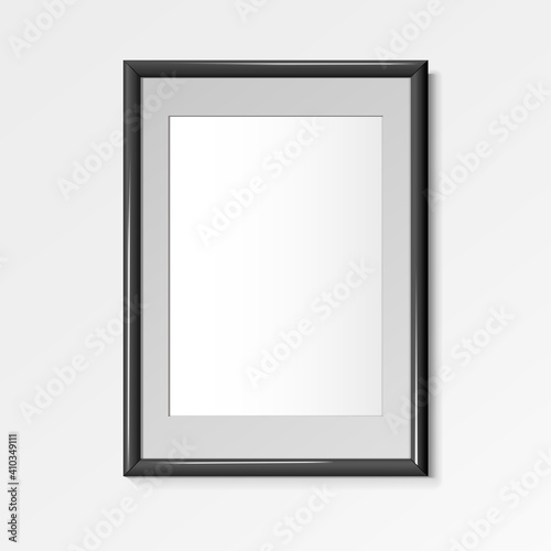 Realistic black frame for paintings or photographs. Vector illustration.