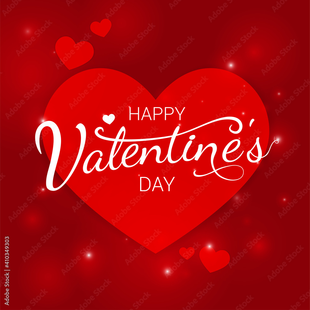 Valentines day text template red heart poster web banner