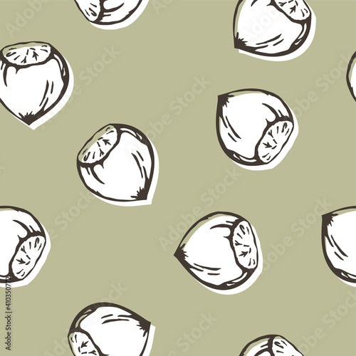 Hazelnut chestnut pattern. Vector seamless background ready for printing on textile and other seamless design.