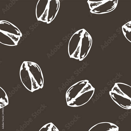 Pistachio nut pattern. Vector seamless background ready for printing on textile and other seamless design.