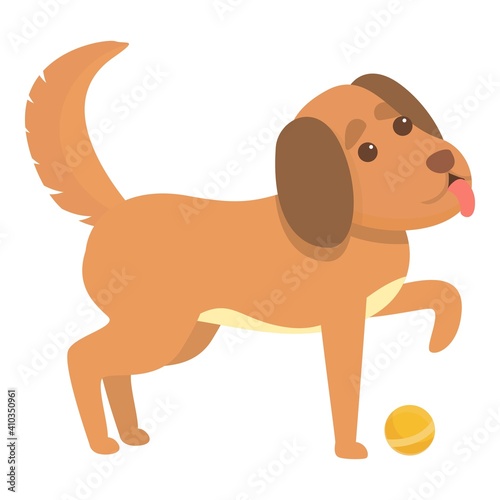 Playful dog with dog icon. Cartoon of playful dog with dog vector icon for web design isolated on white background