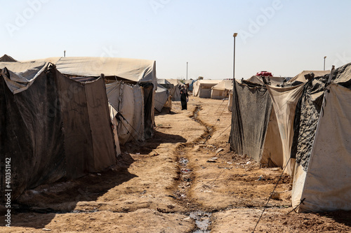 Afghanistan refugee camp life and children in poverty in the desert heat in the North in the middle of Summer 2020