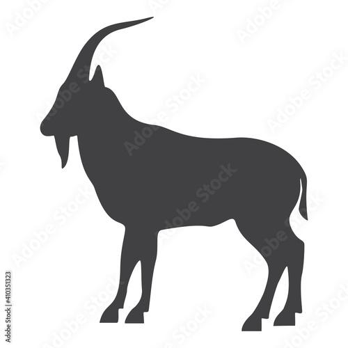 Goat silhouette, icon. Vector illustration on a white background.