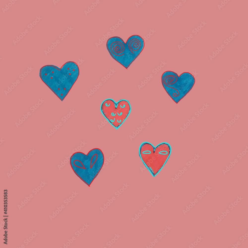 Saint valentine's Day card template, colourful hearts