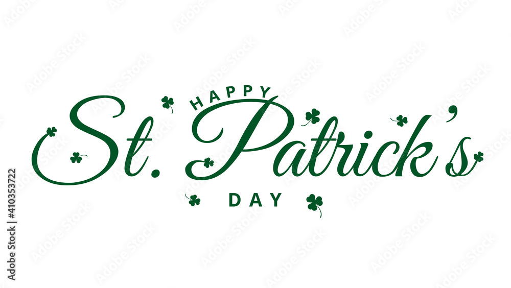 St. Patrick's day hand drawn lettering with leafs of clover. Design for poster, cards, banner. Vector illustration. St. Patrick's day hand drawn lettering with leafs of clover. Design for poster, cards, banner. Vector illustration.