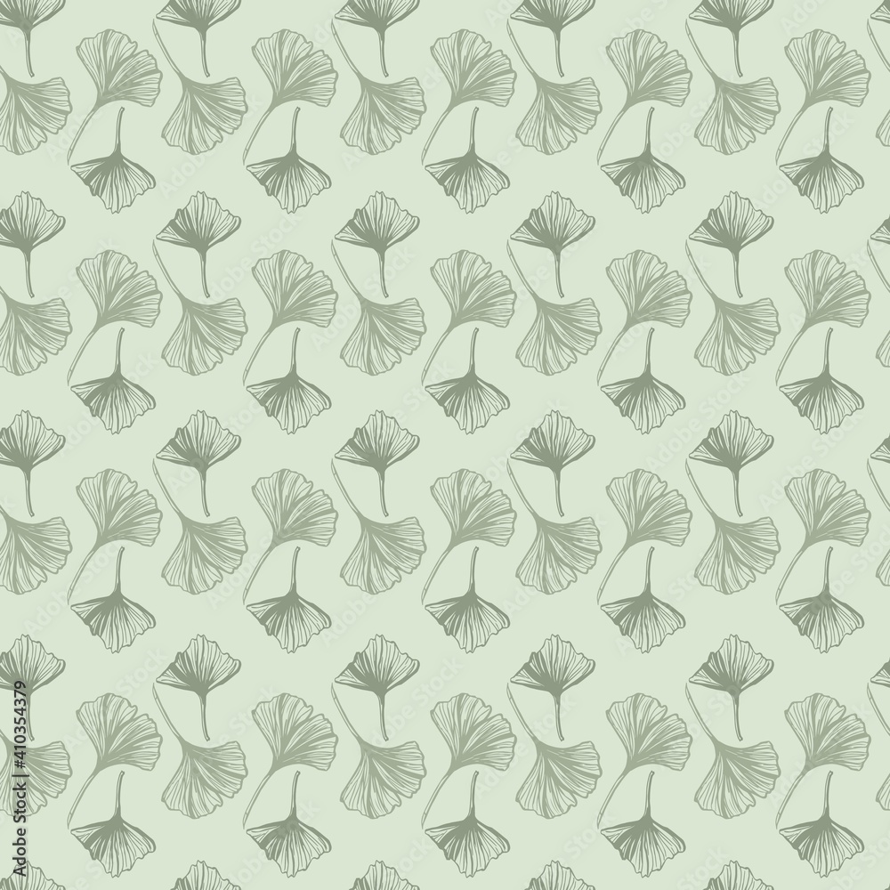 Vector illustration with hand drawn japanese ginkgo biloba leaves. Seamless pattern with ginkgo biloba leaves vector Vector illustration with hand drawn japanese ginkgo biloba leaves. Seamless pattern with ginkgo biloba leaves vector