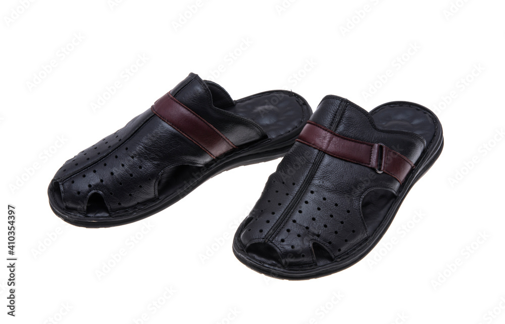 leather men's slippers isolated leather men's slippers isolated