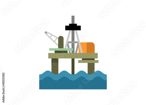 Offshore oil rig. Simple flat illustration.