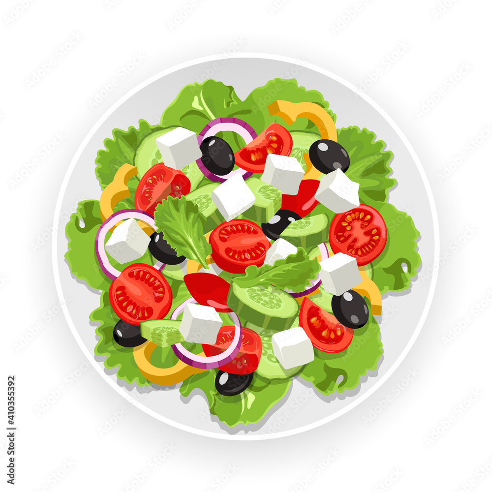Греческий салат и оливки скетчинг