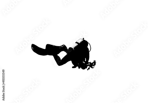 silhouette of a underwater photographer