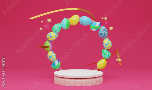 Colorful product easter platform for designes of sales and posters. 3d rendered