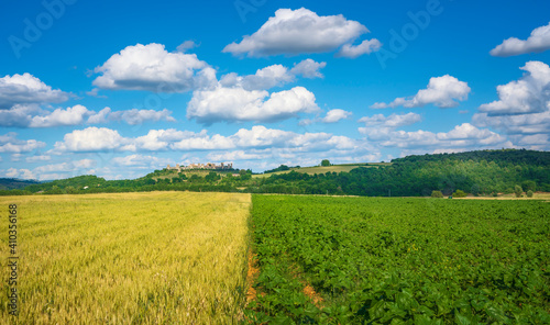 Fototapeta Naklejka Na Ścianę i Meble -  Monteriggioni, two colors field on the via francigena. Siena, Tuscany. Italy