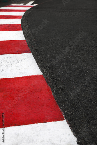 Motor race asphalt curb on Monaco Grand Prix street circuit © stevanzz