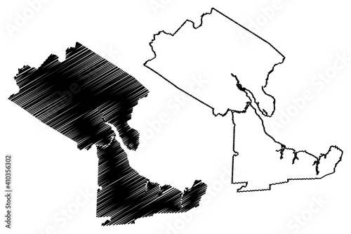 Craven County, North Carolina State (U.S. county, United States of America, USA, U.S., US) map vector illustration, scribble sketch Craven map photo