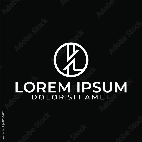 Initial letter L logo template with modern geometric circle line art illustration in flat design monogram symbol
