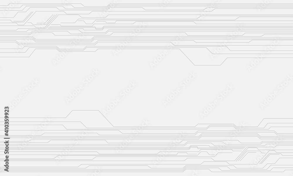 Abstract grey circuit line cyber pattern on white with blank space technology futuristic background vector illustration.
