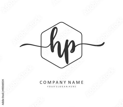 HP Initial letter handwriting and signature logo. A concept handwriting initial logo with template element.