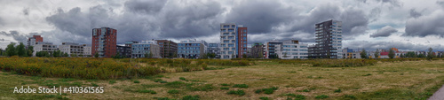 Panoranic view of the Arabia district in Helsinki, taken from the sea side