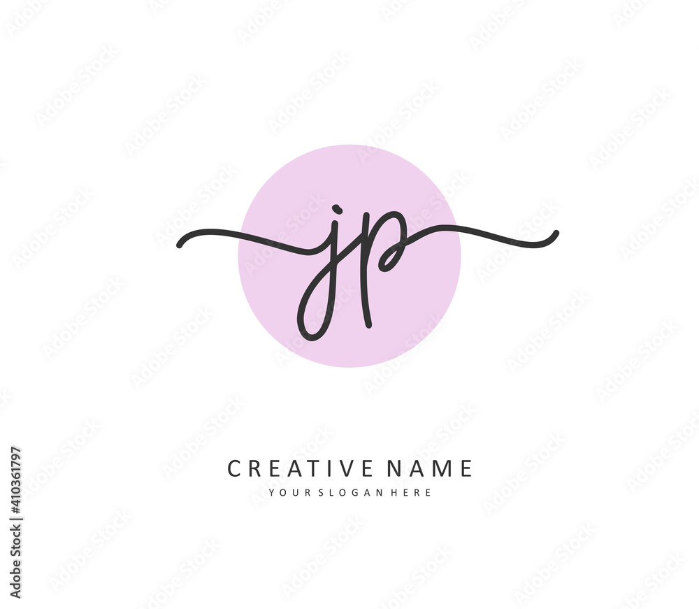 JP Initial letter handwriting and signature logo. A concept handwriting initial logo with template element. JP Initial letter handwriting and signature logo. A concept handwriting initial logo with template element.
