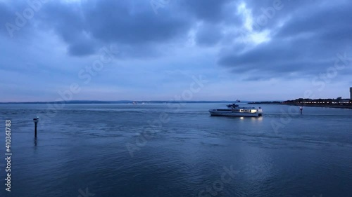 Wallpaper Mural The ship sails down the river in the late evening Torontodigital.ca