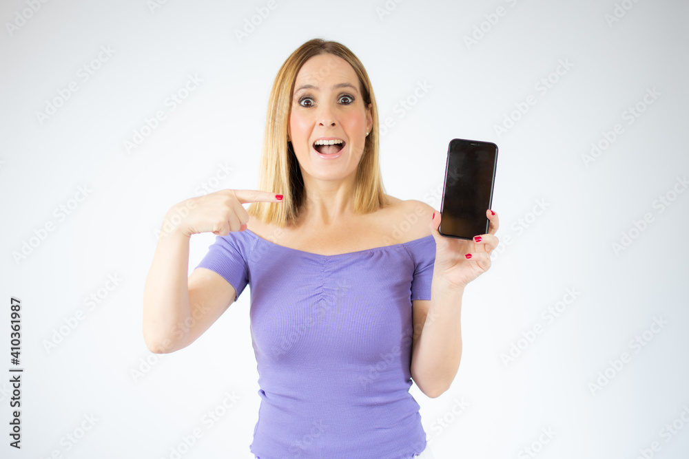 Portrait of beautiful woman using mobile phone, isolated over white background. Portrait of beautiful woman using mobile phone, isolated over white background.