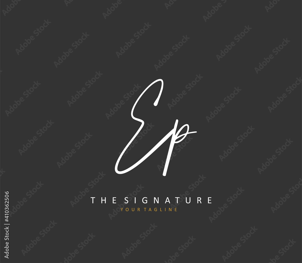 EP Initial letter handwriting and signature logo. A concept handwriting initial logo with template element.
