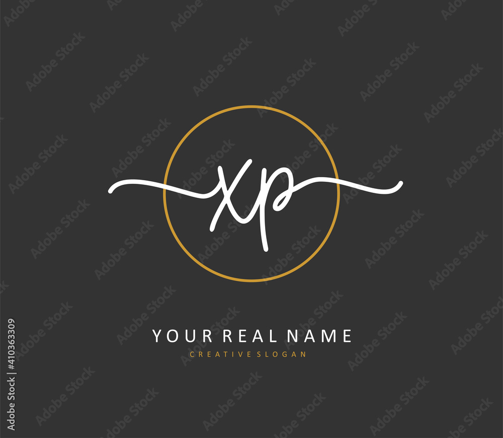 XP Initial letter handwriting and signature logo. A concept handwriting initial logo with template element.
