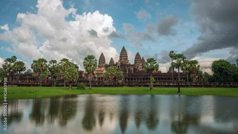 Timelapse view of dramatic skies over the ancient ruins of Angkor Wat temple near Siem Reap, Cambodia. Timelapse view of dramatic skies over the ancient ruins of Angkor Wat temple near Siem Reap, Cambodia.