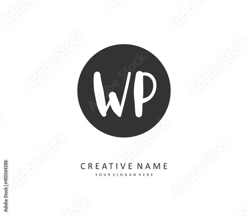 WP Initial letter handwriting and signature logo. A concept handwriting initial logo with template element.