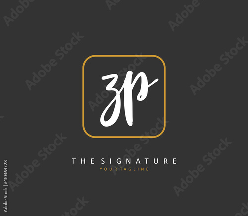 ZP Initial letter handwriting and signature logo. A concept handwriting initial logo with template element. © FAAZT_Creative
