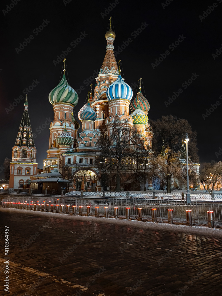 Night view of St. Basil's Cathedral.

