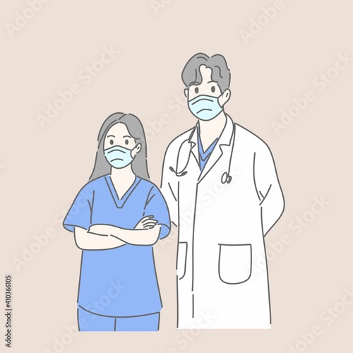 Two doctor wearing medical mask.