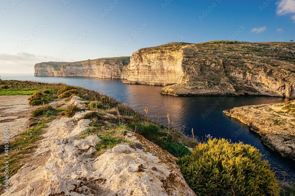 rocky coast of the sea in Gozo 