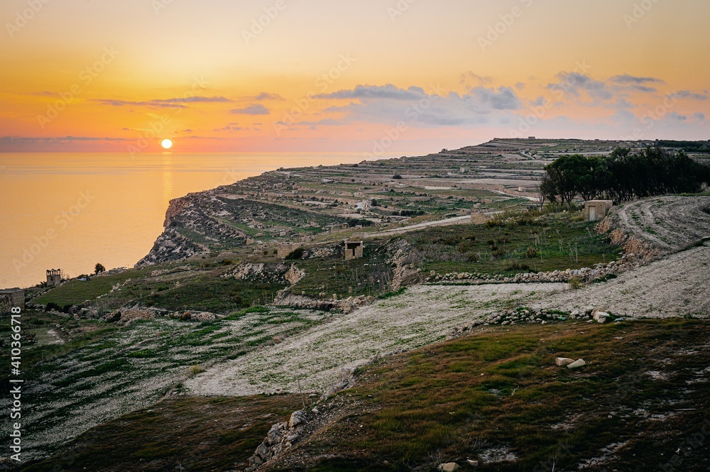 sunset over the sea in Gozo