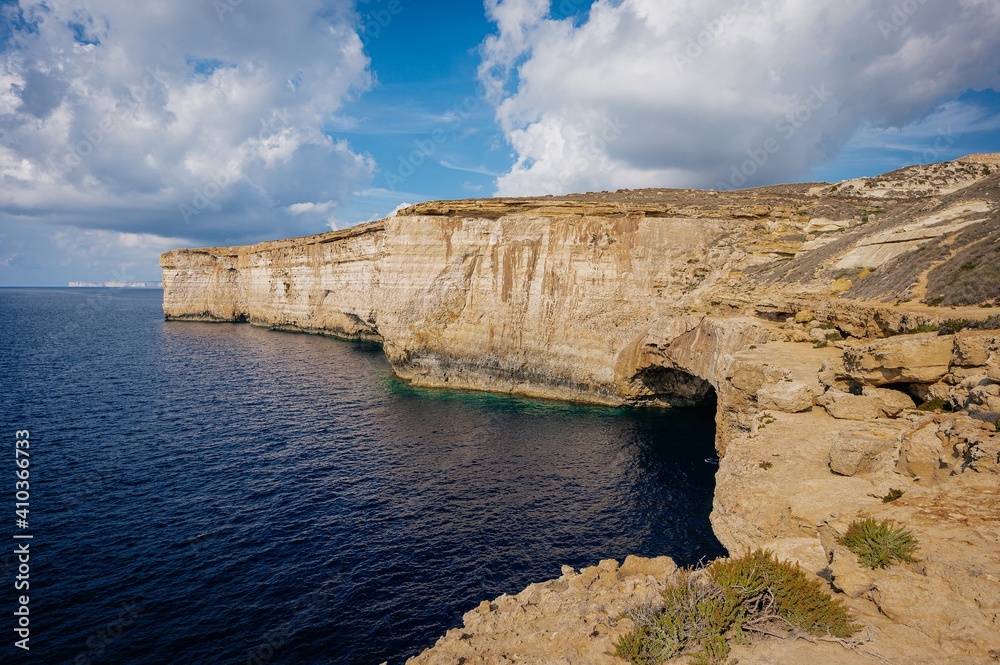 rocky coast of the sea in Malta