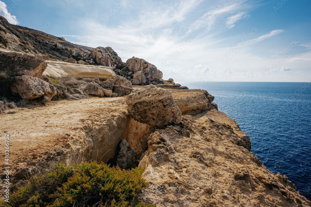 rocky coast of the sea in Malta