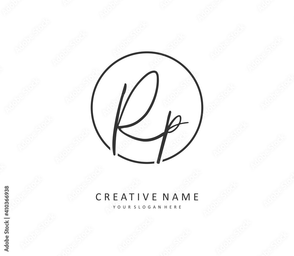 RP Initial letter handwriting and signature logo. A concept handwriting initial logo with template element.