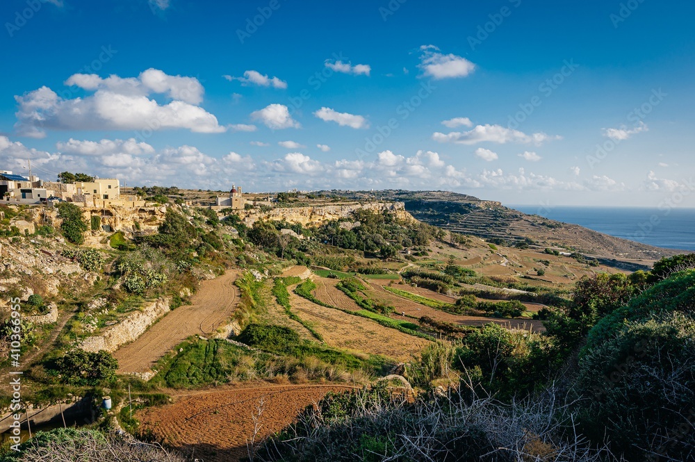 view of the hills of island in Malta