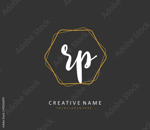RP Initial letter handwriting and signature logo. A concept handwriting initial logo with template element.