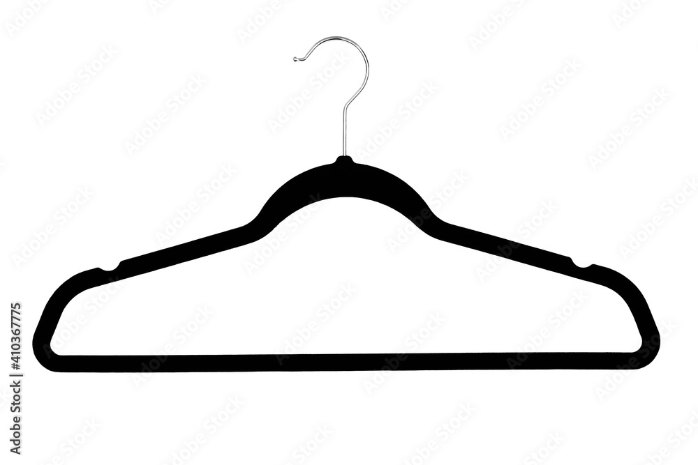 Black clothes hangers isolated on white background. Black clothes hangers isolated on white background.