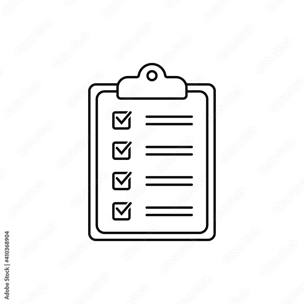 Clipboard thin line icon. Checklist sign symbol for web site and app design. Clipboard thin line icon. Checklist sign symbol for web site and app design.