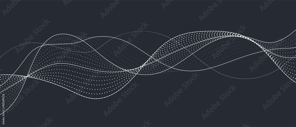 Abstract background with flowing particles. Dynamic waves. vector illustration.	
 - obrazy, fototapety, plakaty 