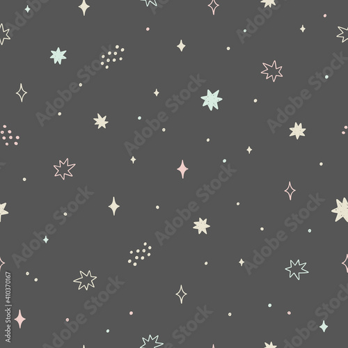 Fototapeta Naklejka Na Ścianę i Meble -  Seamless star pattern. Magic vector background with stars illustration